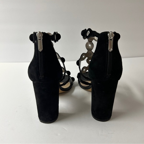 Sam Edelman Black Suede and Grommet Cage Heels 8 - Picture 6 of 9